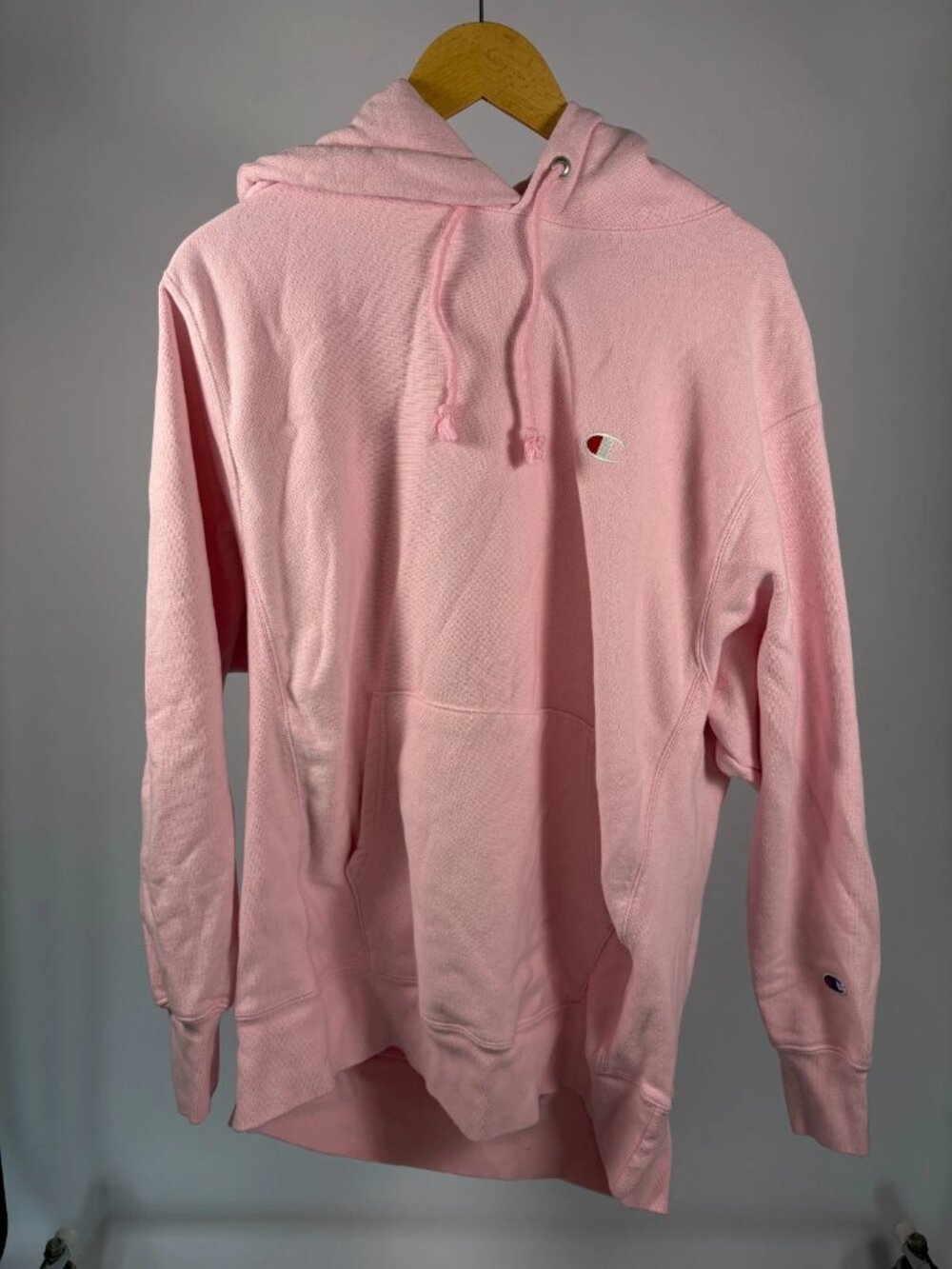 NEW Champion Reverse Weave Womens Pullover Hoodie Sweatshirt Light Pink Size L